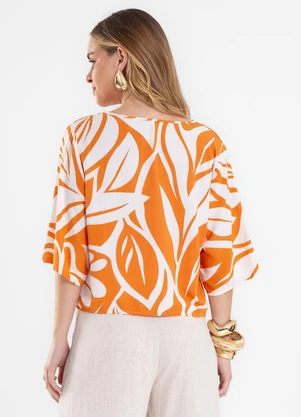 Rovitex - Blusa Feminina Estampada Viscose Laranja - ROVITEX