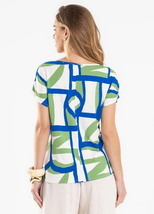 Rovitex - Blusa Feminina Estampada Viscotorcion Azul - ROVITEX