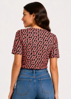 Infinita Cor - Blusa Feminina Estampada Viscotorcion Laranja - INFINITA COR