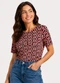 Infinita Cor - Blusa Feminina Estampada Viscotorcion Preto - variação: Laranja