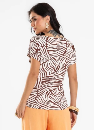 Rovitex - Blusa Feminina Estampada Viscotorcion Marrom - ROVITEX
