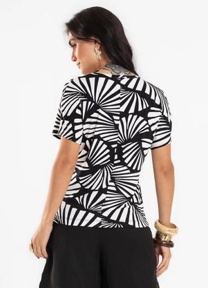 Rovitex - Blusa Feminina Estampada Viscotorcion Preto - ROVITEX