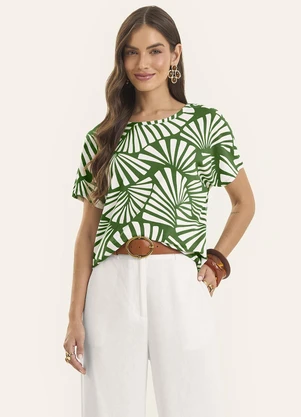 Rovitex - Blusa Feminina Estampada Viscotorcion Verde - ROVITEX