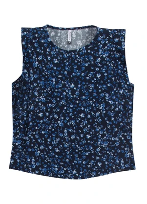 Marialícia - Blusa Feminina Floral Miudo Azul - MARIALÍCIA