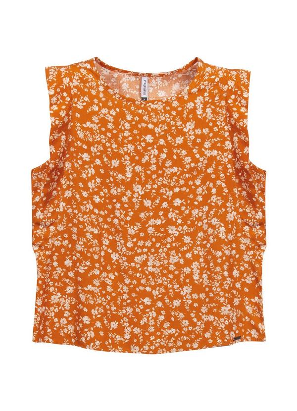 Marialícia - Blusa Feminina Floral Miudo Laranja 4
