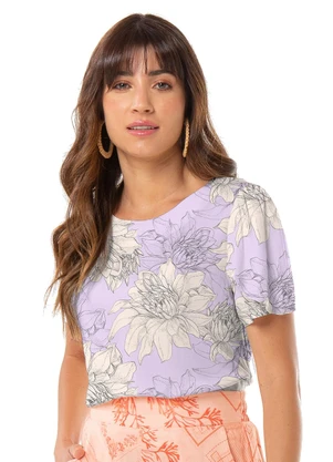 Infinita Cor - Blusa Feminina Flores Roxo - INFINITA COR