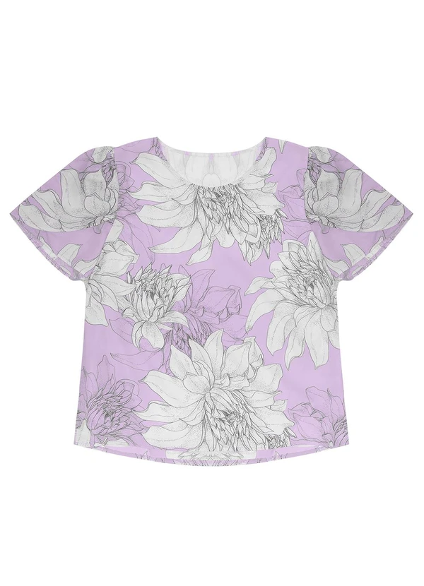 Infinita Cor - Blusa Feminina Flores Roxo 2