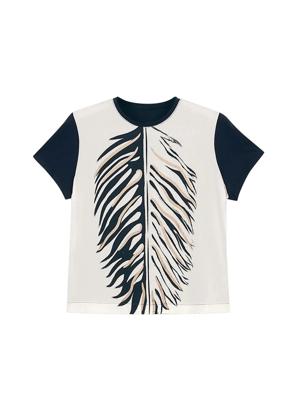 Marialícia - Blusa Feminina Folhagem com Brilho Marinho 1