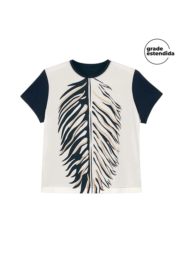 Marialícia - Blusa Feminina Folhagem com Brilho Marinho 2