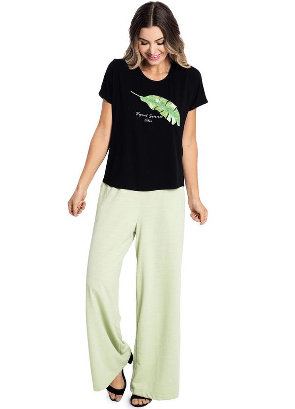 Rovitex - Blusa Feminina Folhagem Viscotorcion Preto 3