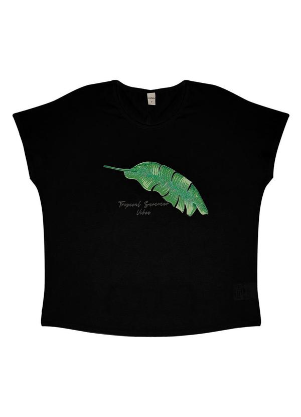 Rovitex - Blusa Feminina Folhagem Viscotorcion Preto 4