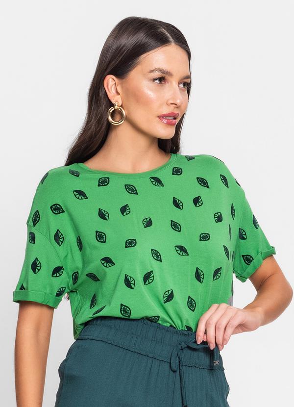 Select - Blusa Feminina Folhas Verde