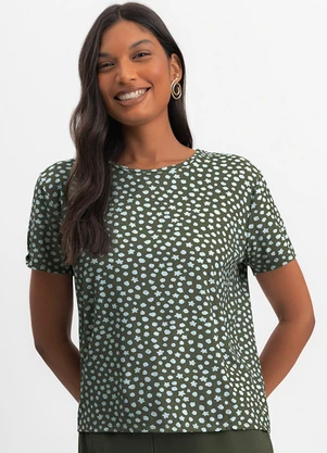 Essendi - Blusa Feminina Geométrica em Viscolycra Verde - ESSENDI