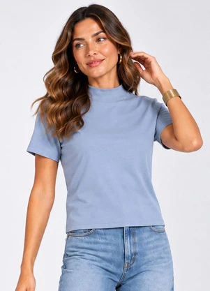 Infinita Cor - Blusa Feminina Gola Chaminé Azul - INFINITA COR