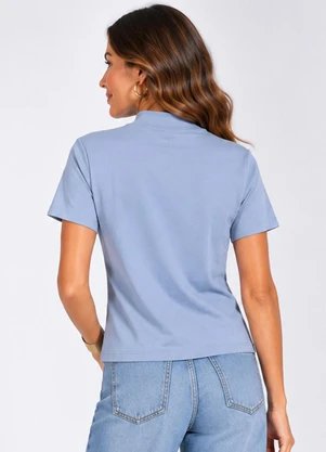 Infinita Cor - Blusa Feminina Gola Chaminé Azul - INFINITA COR
