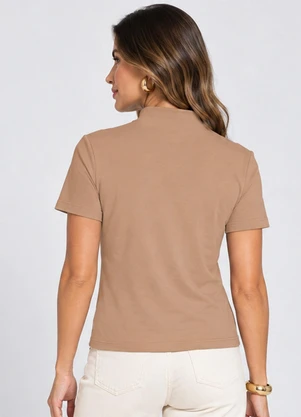 Infinita Cor - Blusa Feminina Gola Chaminé Bege - INFINITA COR