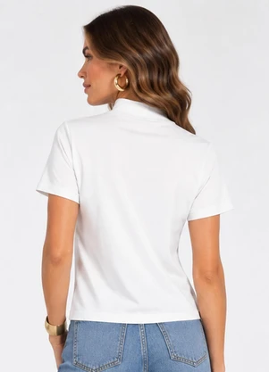 Infinita Cor - Blusa Feminina Gola Chaminé Branco - INFINITA COR