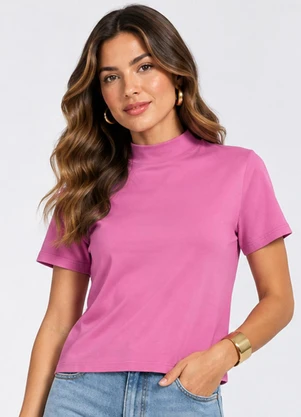 Infinita Cor - Blusa Feminina Gola Chaminé Rosa - INFINITA COR
