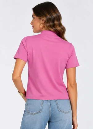 Infinita Cor - Blusa Feminina Gola Chaminé Rosa - INFINITA COR