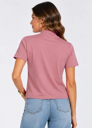 Infinita Cor - Blusa Feminina Gola Chaminé Rosa - INFINITA COR