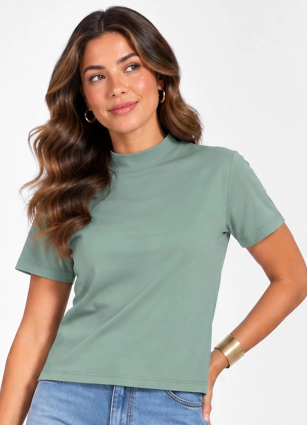 Infinita Cor - Blusa Feminina Gola Chaminé Verde