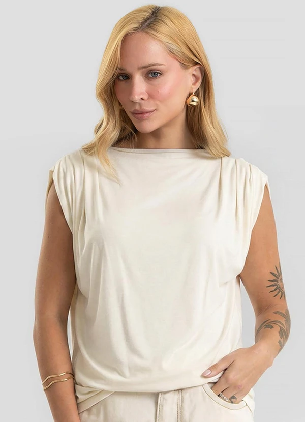 Dianna - Blusa Feminina Gola Chaminé Visco Premiere Bege