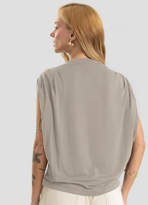 Dianna - Blusa Feminina Gola Chaminé Visco Premiere Bege - DIANNA