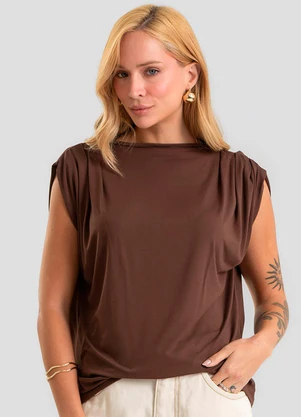 Dianna - Blusa Feminina Gola Chaminé Visco Premiere Marrom - DIANNA