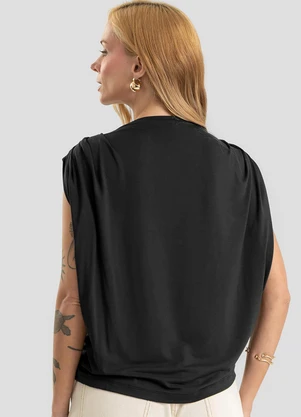 Dianna - Blusa Feminina Gola Chaminé Visco Premiere Preto - DIANNA