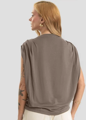 Dianna - Blusa Feminina Gola Chaminé Viscose Marrom - DIANNA