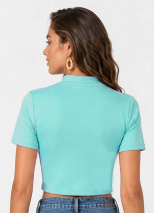 Infinita Cor - Blusa Feminina Gola Dupla Verde - INFINITA COR