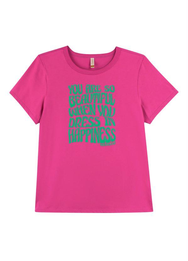 Marialícia - Blusa Feminina Happiness Marialícia Rosa