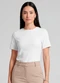 Infinita Cor - Blusa Feminina Justa com Manga Curta Marrom - variação: Bege