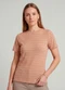 Infinita Cor - Blusa Feminina Justa com Manga Curta Marrom - variação: Marrom