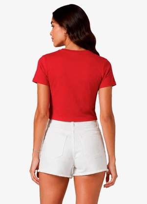 Minty - Blusa Feminina Justa com Strass Vermelho - MINTY