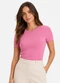 Infinita Cor - Blusa Feminina Justa em Malha Classic Marrom - variação: Rosa