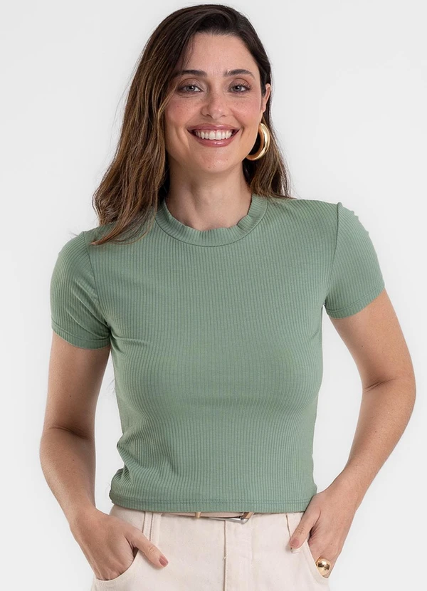Rovitex - Blusa Feminina Justa em Ribana de Viscose Verde