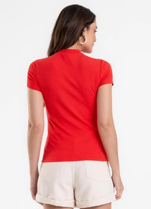 Rovitex - Blusa Feminina Justa Ribana de Viscose Vermelho - ROVITEX