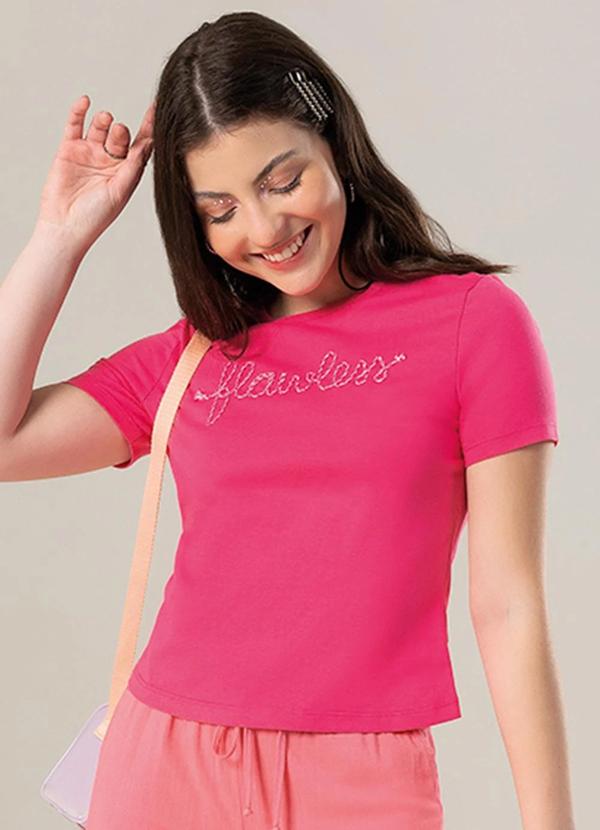 Bjoe - Blusa Feminina Juvenil com Bordado Cordel Rosa 1