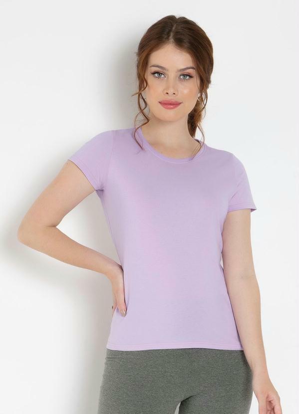 Basicamente - Blusa Feminina Lilás Baby Look com Mangas