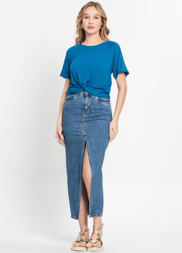 Infinita Cor - Blusa Feminina Lisa Azul 3