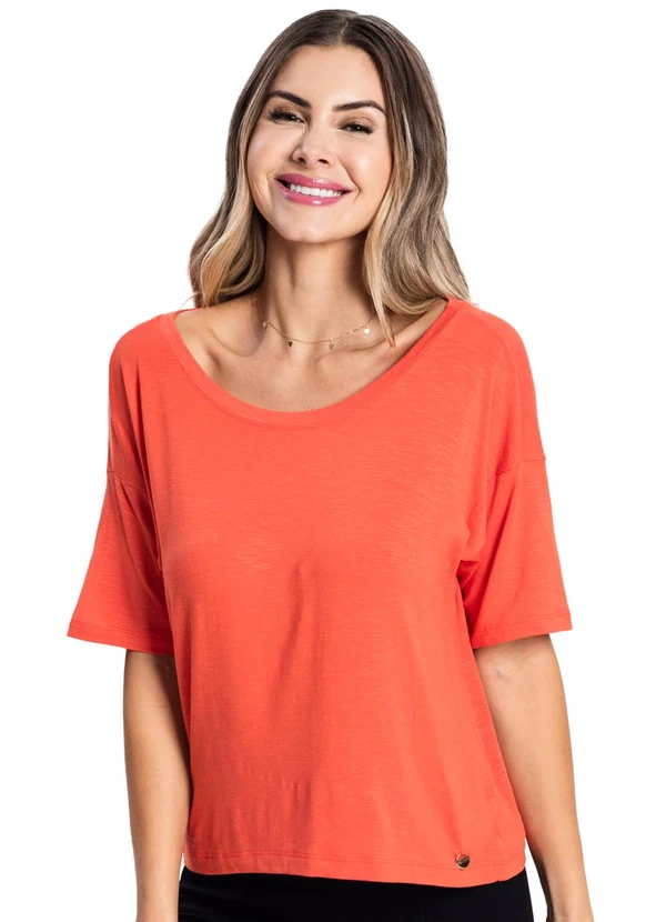 Rovitex - Blusa Feminina Lisa Básica Laranja