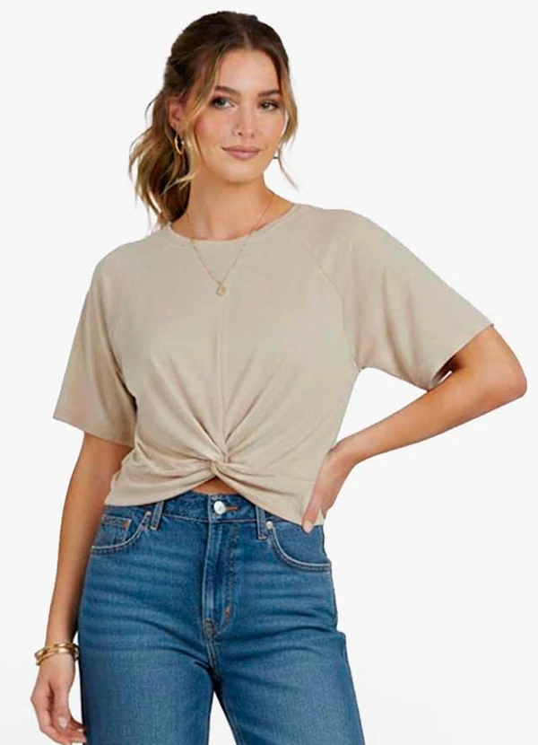 Infinita Cor - Blusa Feminina Lisa Bege