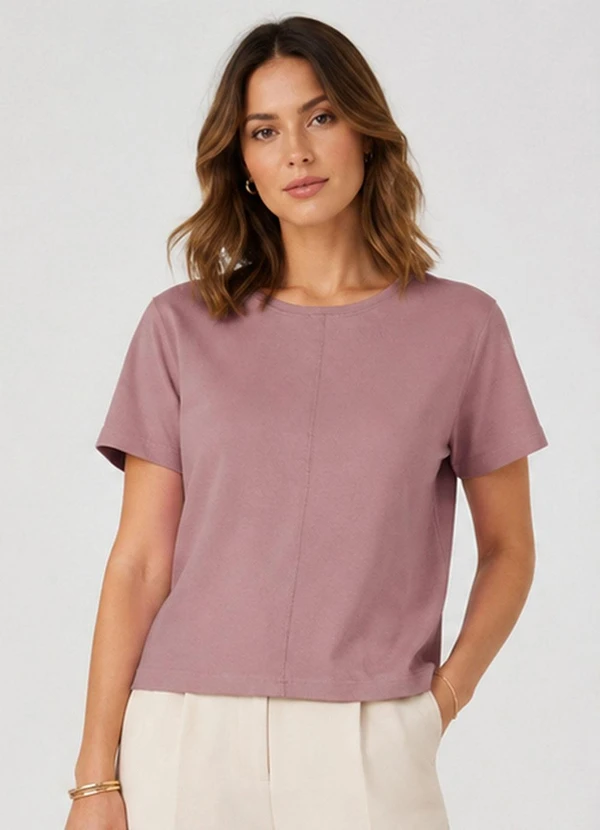 Select - Blusa Feminina Lisa em Malha Visco Rosa