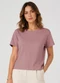 Select - Blusa Feminina Lisa Gola Redonda Verde - variação: Rosa