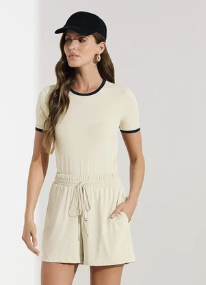 Veev - Blusa Feminina Lisa em Poliamida Bege - VEEV