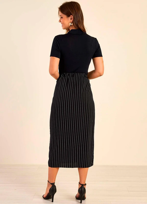 Marialícia - Blusa Feminina Lisa Gola Alta Preto 4