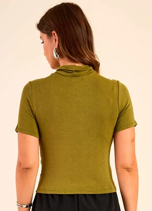 Marialícia - Blusa Feminina Lisa Gola Alta Verde - MARIALÍCIA