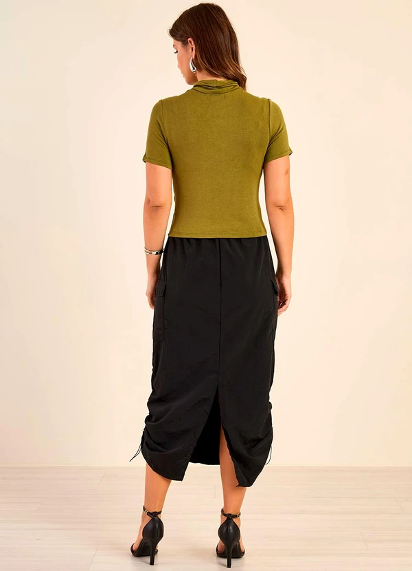 Marialícia - Blusa Feminina Lisa Gola Alta Verde 4