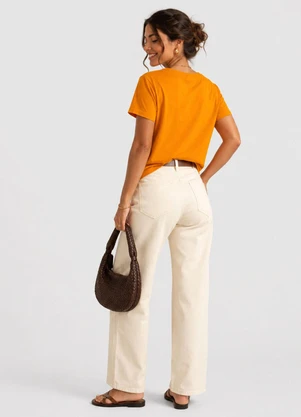 Select - Blusa Feminina Lisa Gola Redonda Amarelo - SELECT